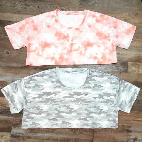 New Gym T Shirt 1X CottonCandy Pink Tie Dye & Camo Gray CLOSET SALE - Picture 3 of 5